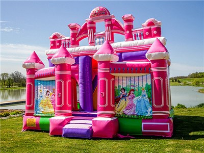 Princess Inflatable Mini Combo Jumper Pink Bounce House With Slide 
