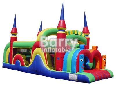 30ft castle mini inflatable obstacle course with slide for commercial BY-OC-031