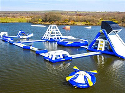 Wake Island Waterpark , Blue Inflatable Aqua Park / Inflatable Water Park For Sea BY-IWP-011